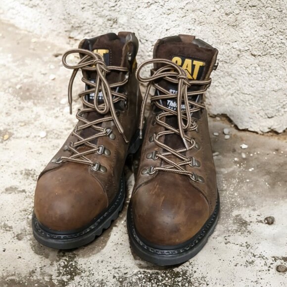 Caterpillar CAT  Brown Steel Toe Work Boots Mens  Size 8.5 Wide  CSA Approved - Picture 2 of 15